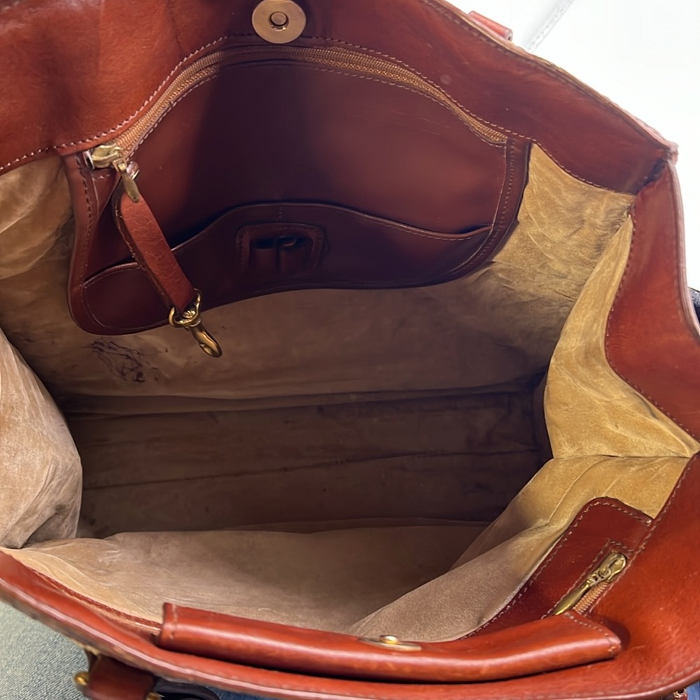 Brahmin Beige Woven Tote with Brown Leather Trim - Picture 11 of 16